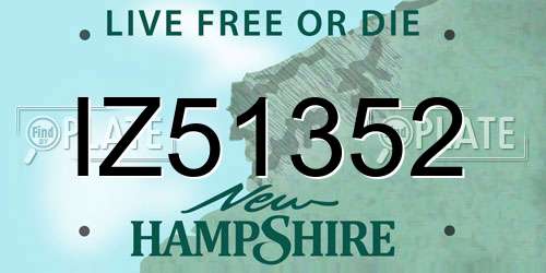 IZ51352 New Hampshire License Plate