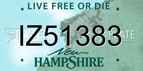 IZ51383 New Hampshire License Plate