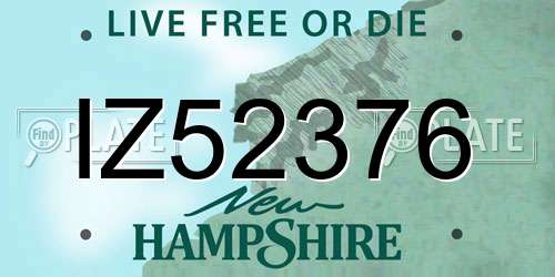 IZ52376 New Hampshire License Plate