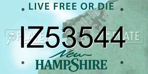 IZ53544 New Hampshire License Plate