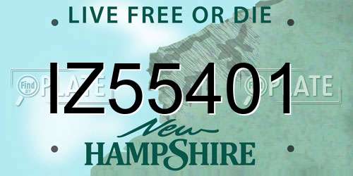 IZ55401 New Hampshire License Plate