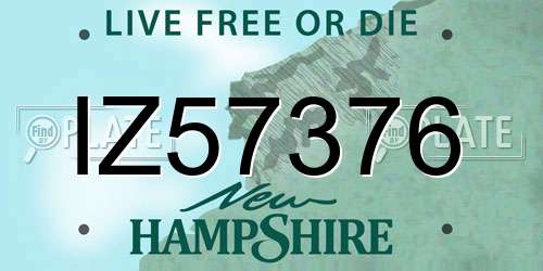 IZ57376 New Hampshire License Plate