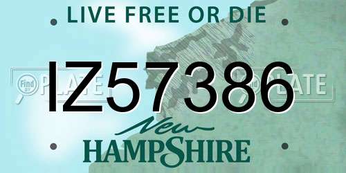 IZ57386 New Hampshire License Plate