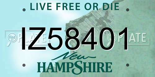 IZ58401 New Hampshire License Plate