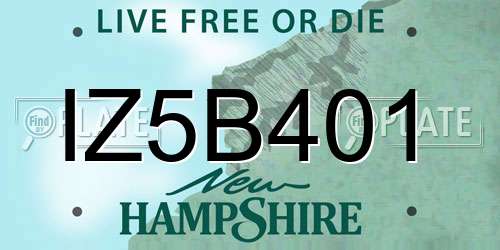 IZ5B401 New Hampshire License Plate
