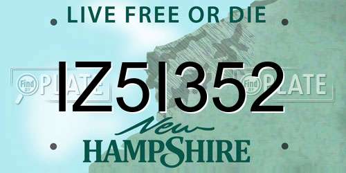 IZ5I352 New Hampshire License Plate