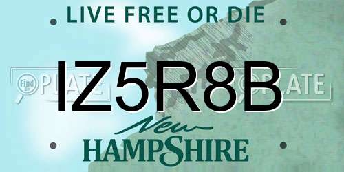 IZ5R8B New Hampshire License Plate
