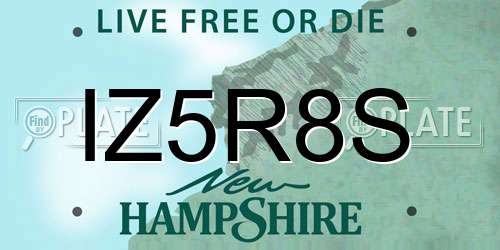 IZ5R8S New Hampshire License Plate