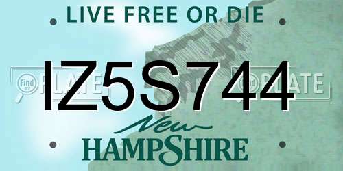 IZ5S744 New Hampshire License Plate