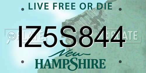 IZ5S844 New Hampshire License Plate