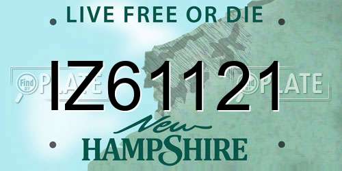 IZ61121 New Hampshire License Plate