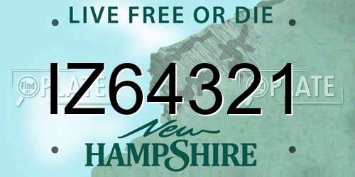 IZ64321 New Hampshire License Plate