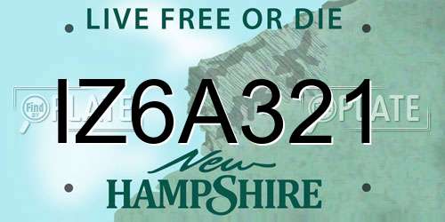 IZ6A321 New Hampshire License Plate