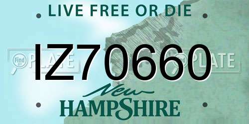 IZ70660 New Hampshire License Plate