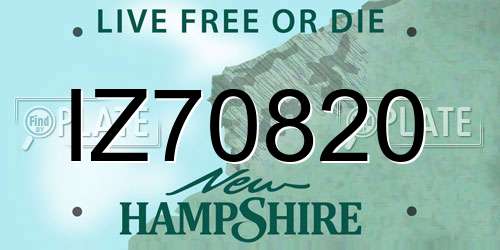 IZ70820 New Hampshire License Plate