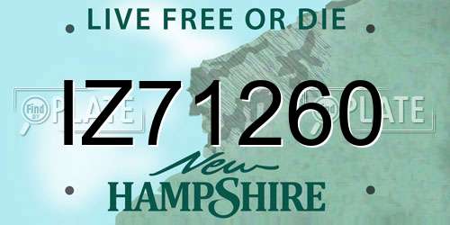 IZ71260 New Hampshire License Plate