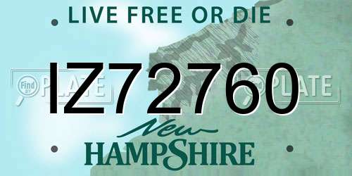 IZ72760 New Hampshire License Plate