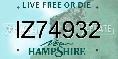 IZ74932 New Hampshire License Plate