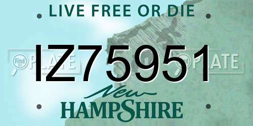 IZ75951 New Hampshire License Plate