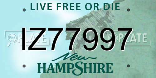 IZ77997 New Hampshire License Plate