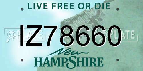 IZ78660 New Hampshire License Plate