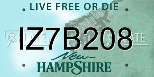 IZ7B208 New Hampshire License Plate