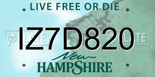 IZ7D820 New Hampshire License Plate