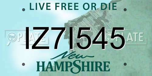 IZ7I545 New Hampshire License Plate