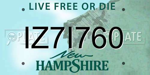IZ7I760 New Hampshire License Plate