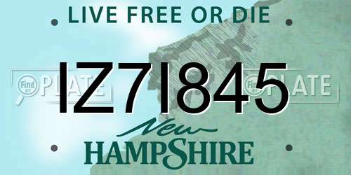 IZ7I845 New Hampshire License Plate