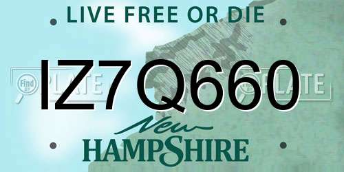 IZ7Q660 New Hampshire License Plate