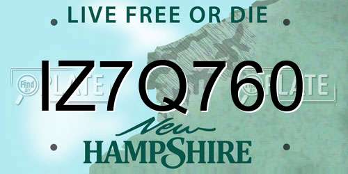 IZ7Q760 New Hampshire License Plate