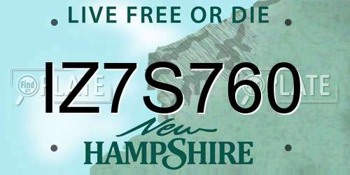 IZ7S760 New Hampshire License Plate