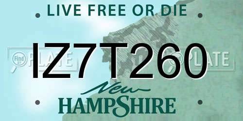 IZ7T260 New Hampshire License Plate