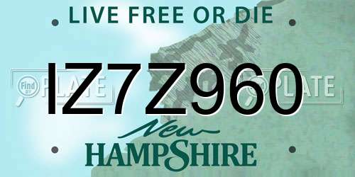 IZ7Z960 New Hampshire License Plate