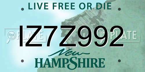 IZ7Z992 New Hampshire License Plate