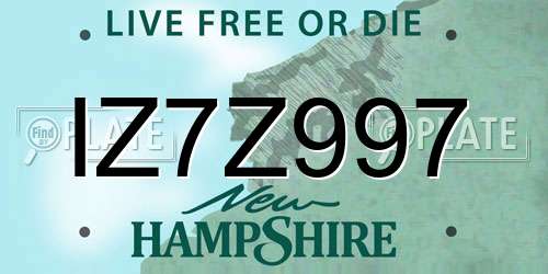 IZ7Z997 New Hampshire License Plate