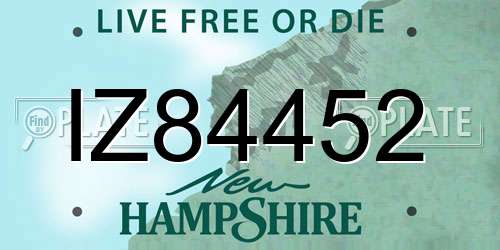 IZ84452 New Hampshire License Plate
