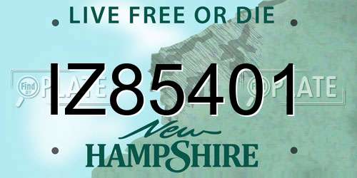 IZ85401 New Hampshire License Plate