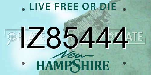 IZ85444 New Hampshire License Plate
