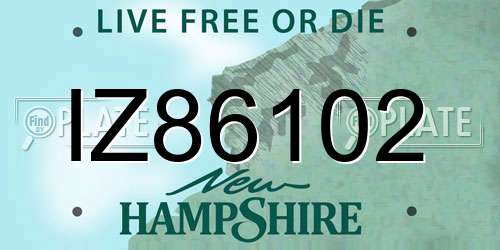 IZ86102 New Hampshire License Plate