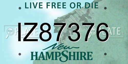IZ87376 New Hampshire License Plate