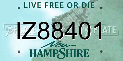 IZ88401 New Hampshire License Plate