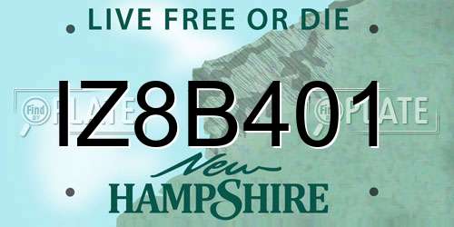 IZ8B401 New Hampshire License Plate