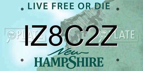 IZ8C2Z New Hampshire License Plate