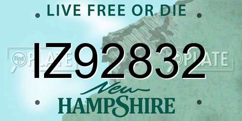 IZ92832 New Hampshire License Plate