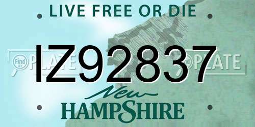 IZ92837 New Hampshire License Plate