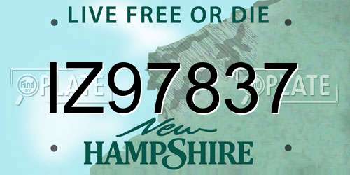 IZ97837 New Hampshire License Plate