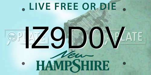 IZ9D0V New Hampshire License Plate