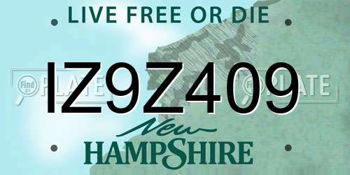 IZ9Z409 New Hampshire License Plate